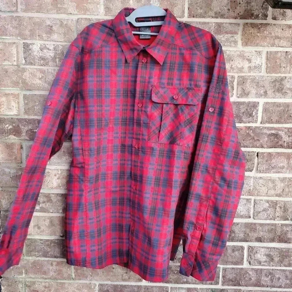 Adidas Red and Blue Plai Shirt M - Picture 3 of 6